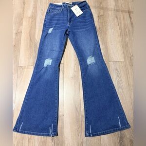 Vervet Dynamic Denim Distressed Flare Jeans NWT